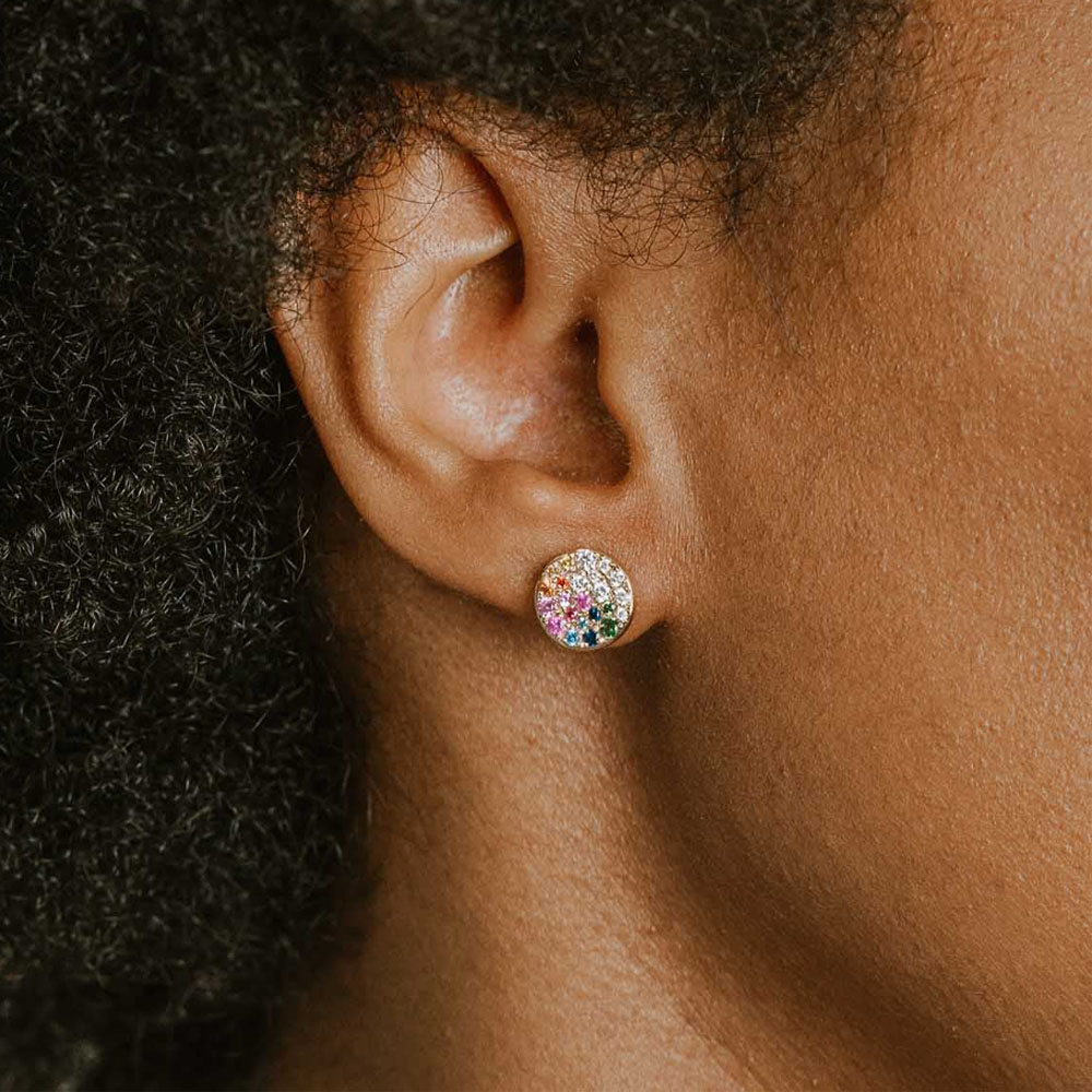 Scattered Rainbow Sapphire Stud Earrings