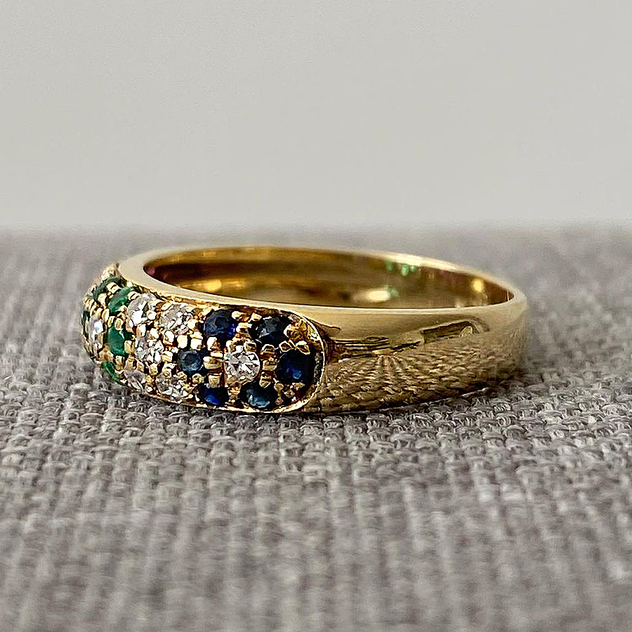 2.75ct Round Cut Colorful Sapphire Eternity Ring