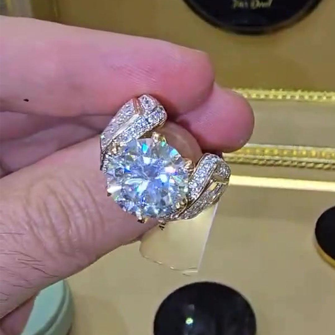 6ct Round Cut White Sapphire Engagement Ring For Men