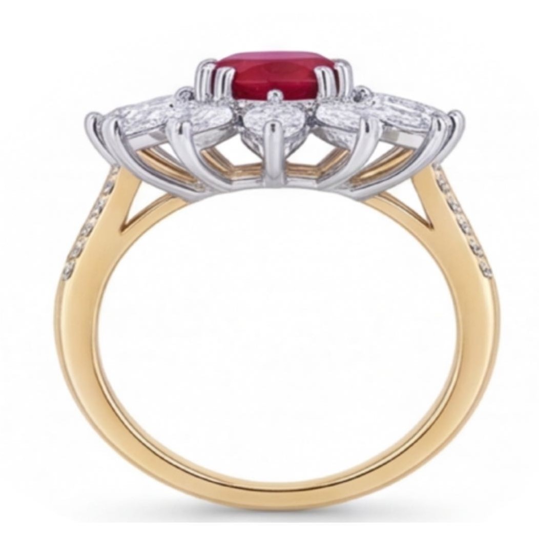 Original Design - 1.5ct Oval Cut Ruby Sapphire Engagement Ring