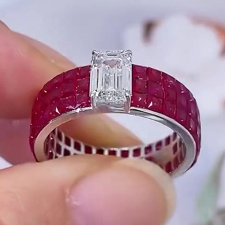 2ct Emerald Cut White Sapphire Engagement Ring