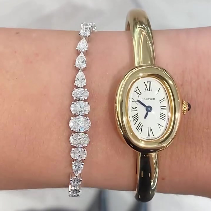 Oval & Pear Cut White Sapphire Bracelet