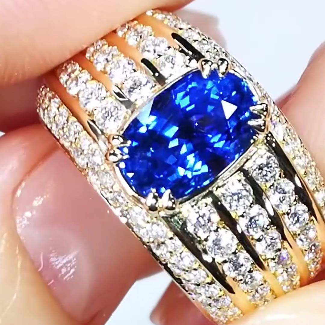 5ct Channel Setting Oval Cut Sapphire Wedding Band