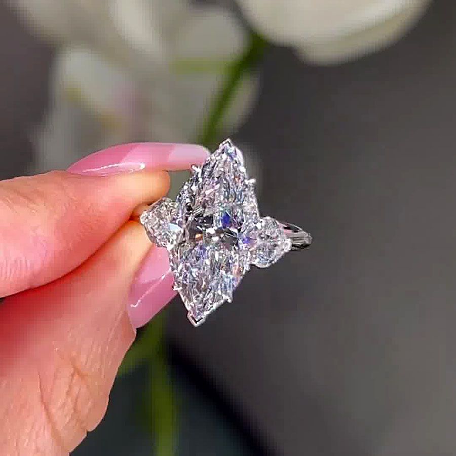 5ct Marquise Cut White Sapphire Engagement Ring