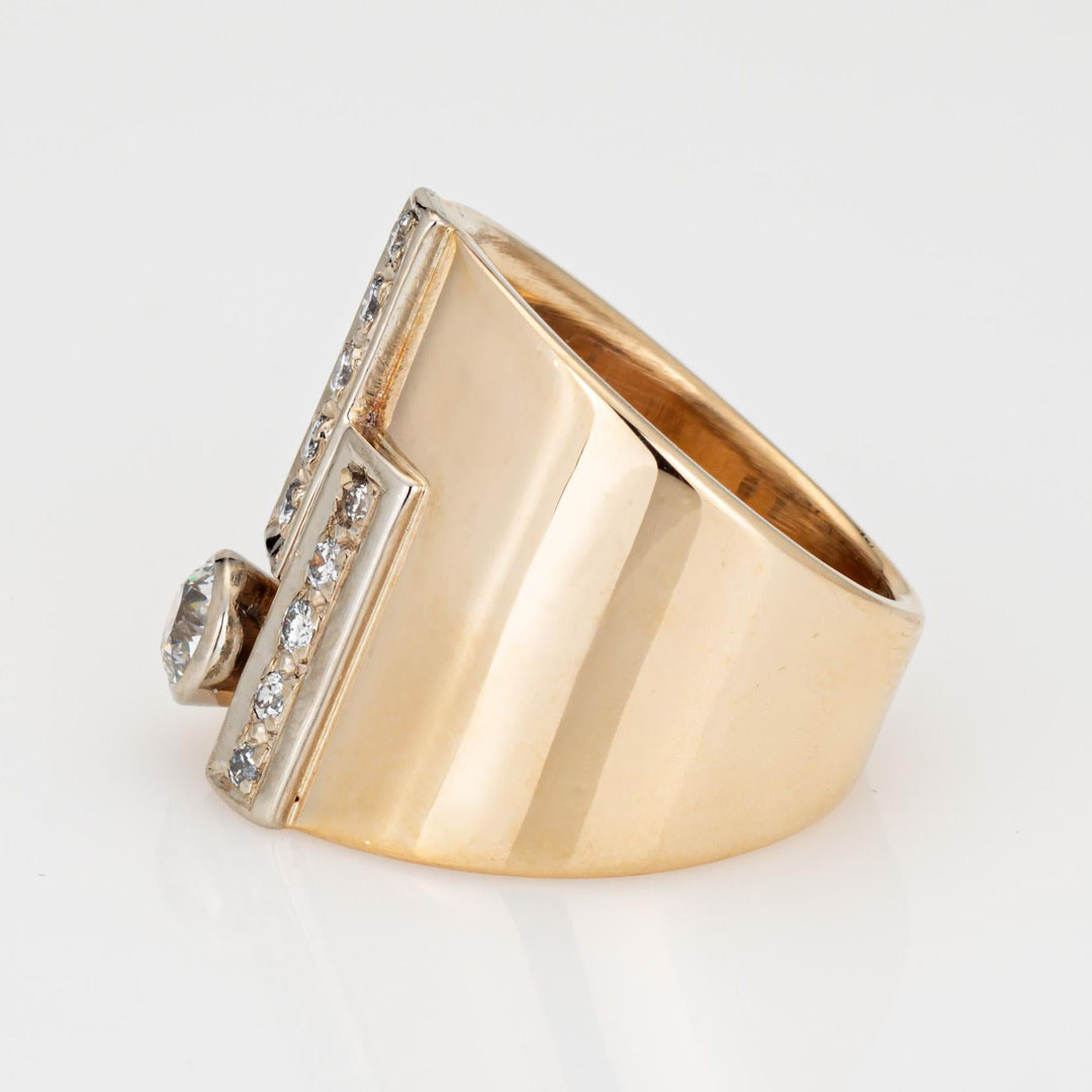 3.25ct Round Cut White Sapphire Vintage Cigar Wide Band