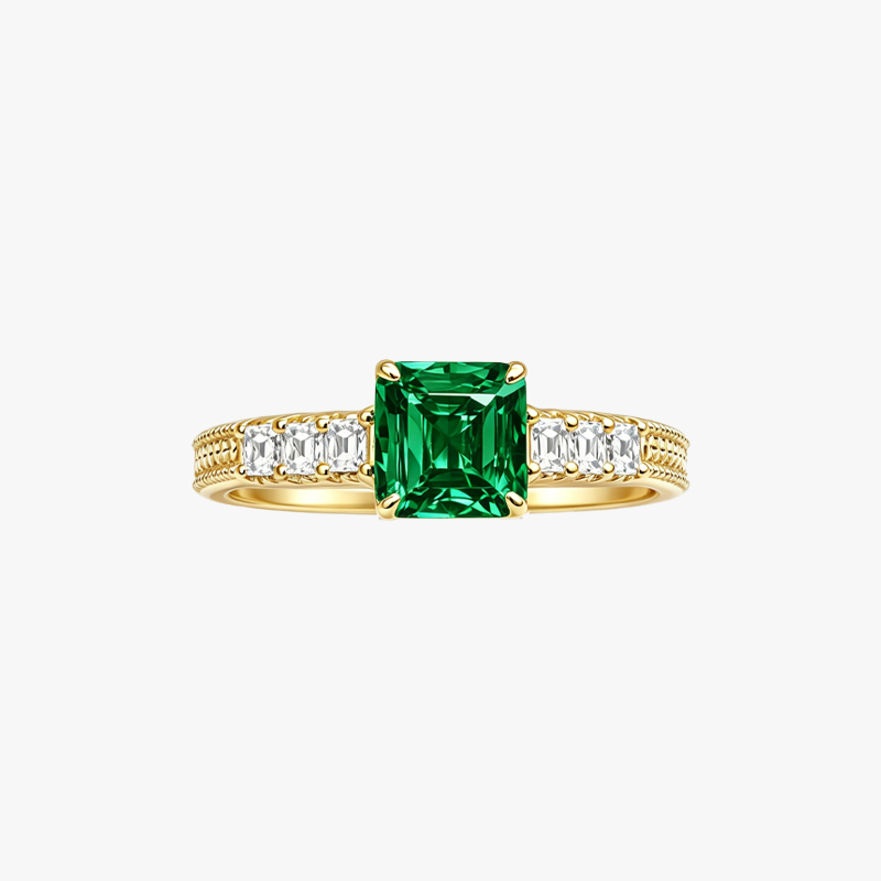 3ct Asscher Cut Emerald Sapphire Cocktail Ring