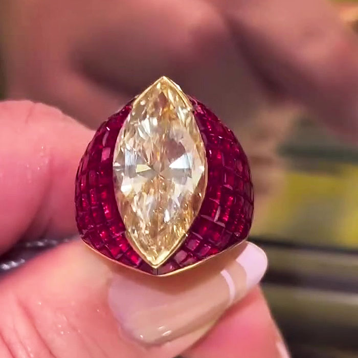 5ct Marquise Cut Yellow Sapphire Cocktail Ring