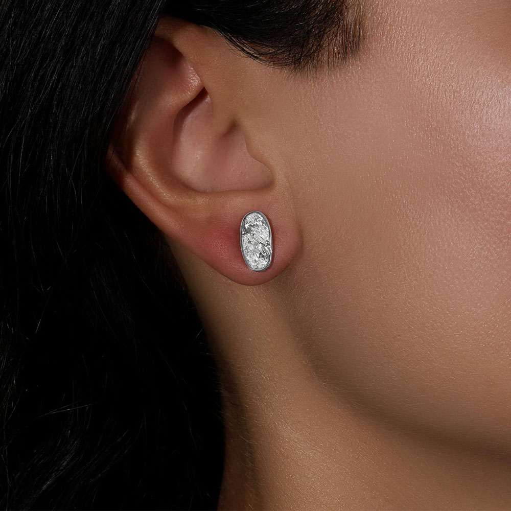 Double Pear Cut White Sapphire Stud Earrings