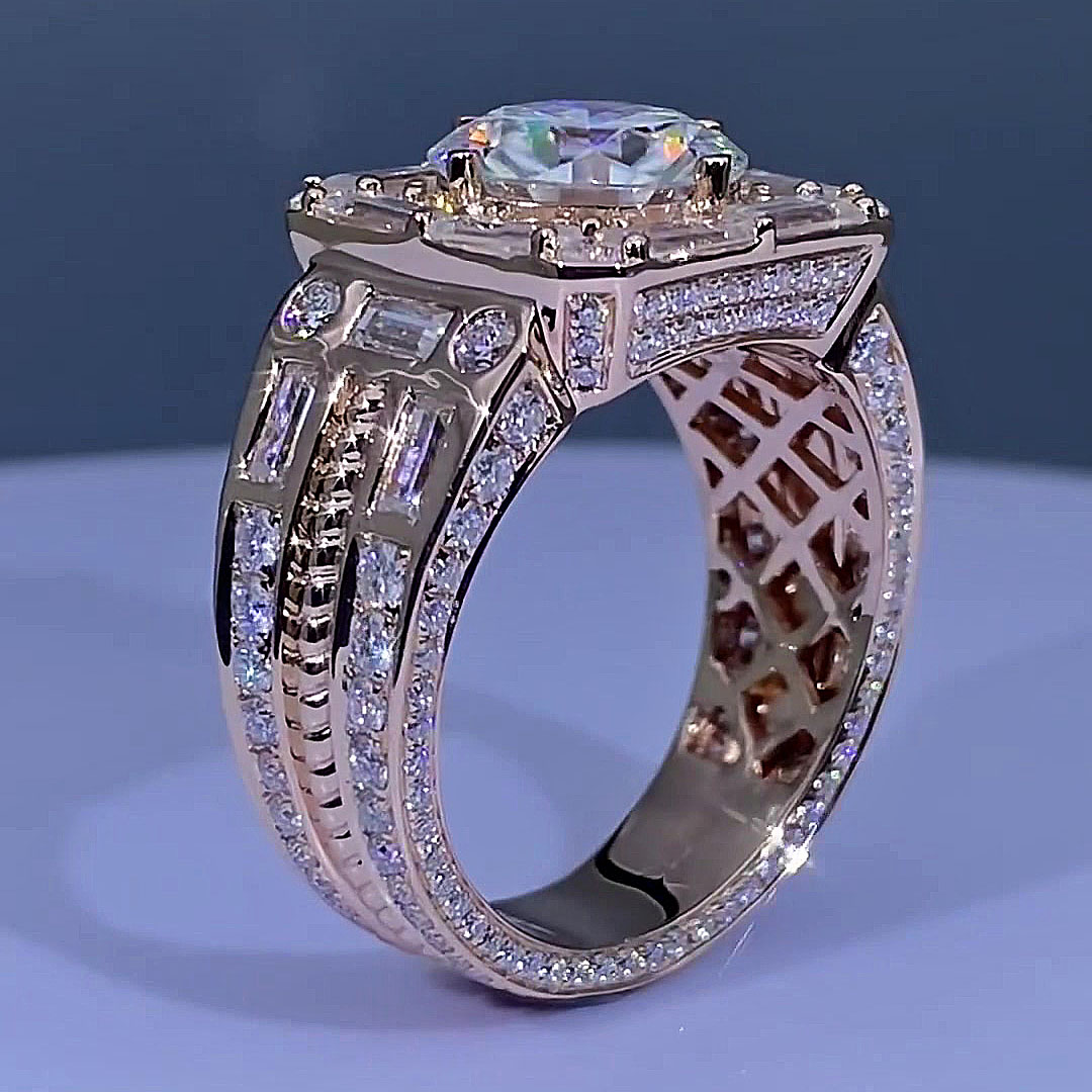 5ct Round Cut White Sapphire Men's Engagement Ring