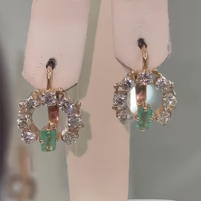 Mint Green Halo Diamond Stud Earrings