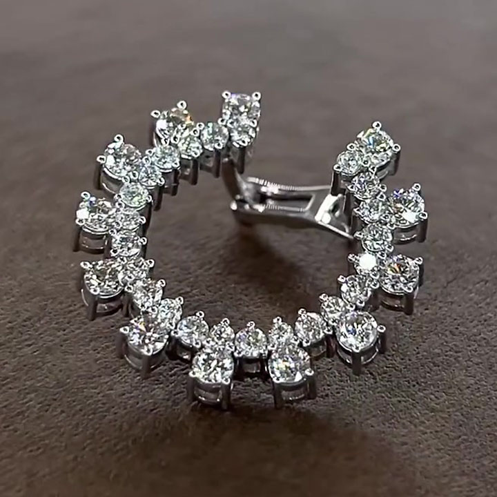 Round Cut White Sapphire Hoop Earrings