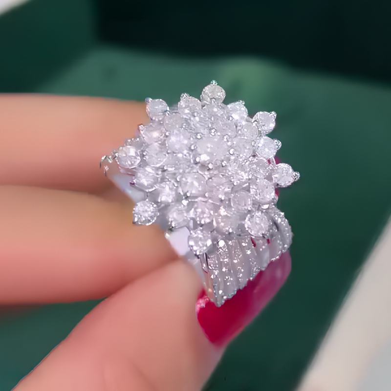 Brilliant 2.88ct Cluster White Sapphire Engagement Ring