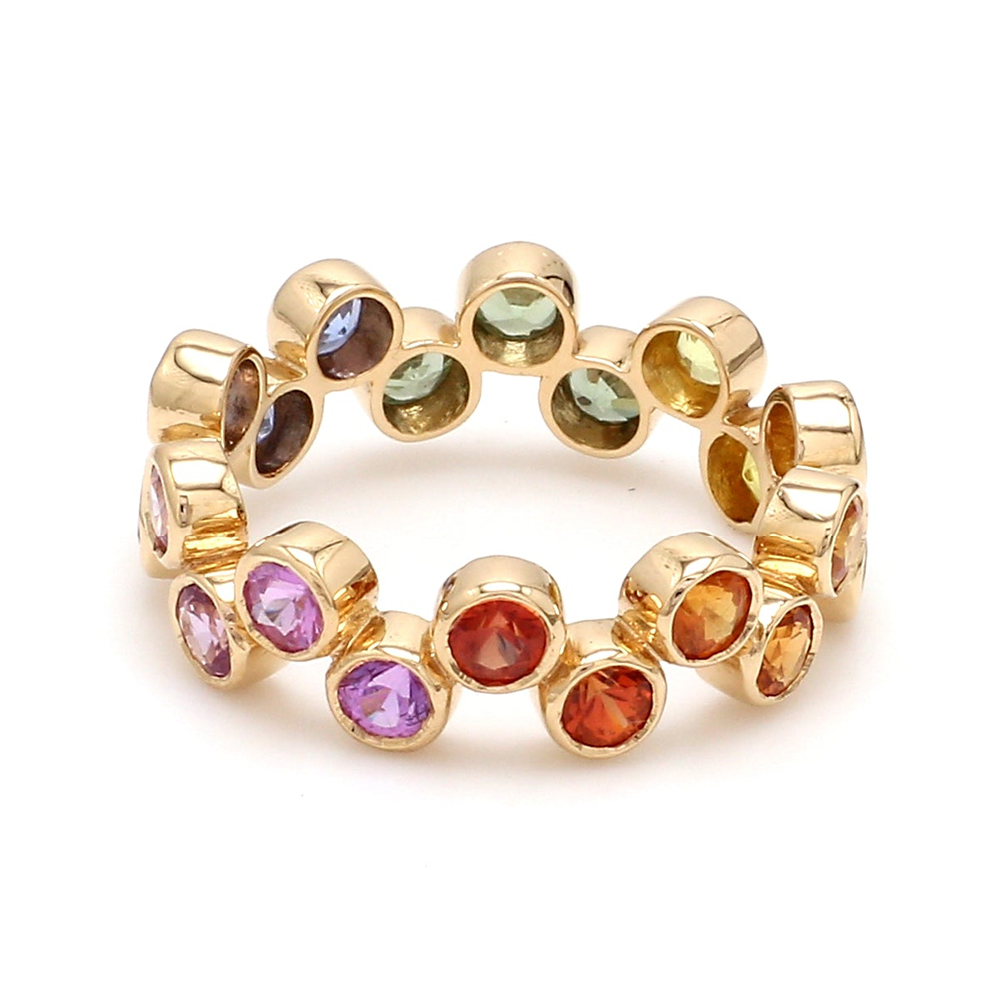 Zigzag Design 1.8ct Round Cut Rainbow Sapphire Eternity Ring