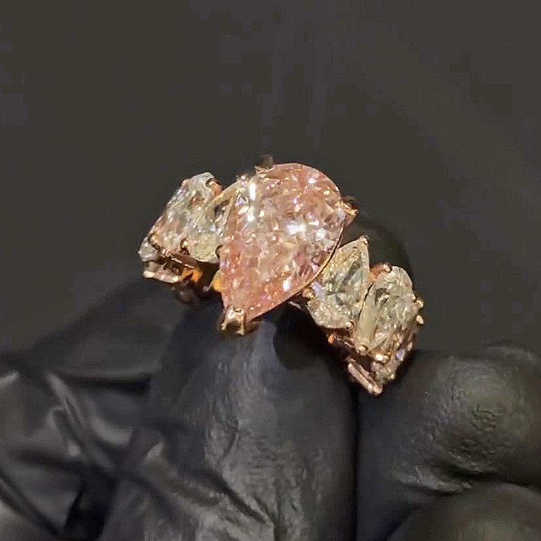 4ct Pear Cut Pink Sapphire Engagement Ring