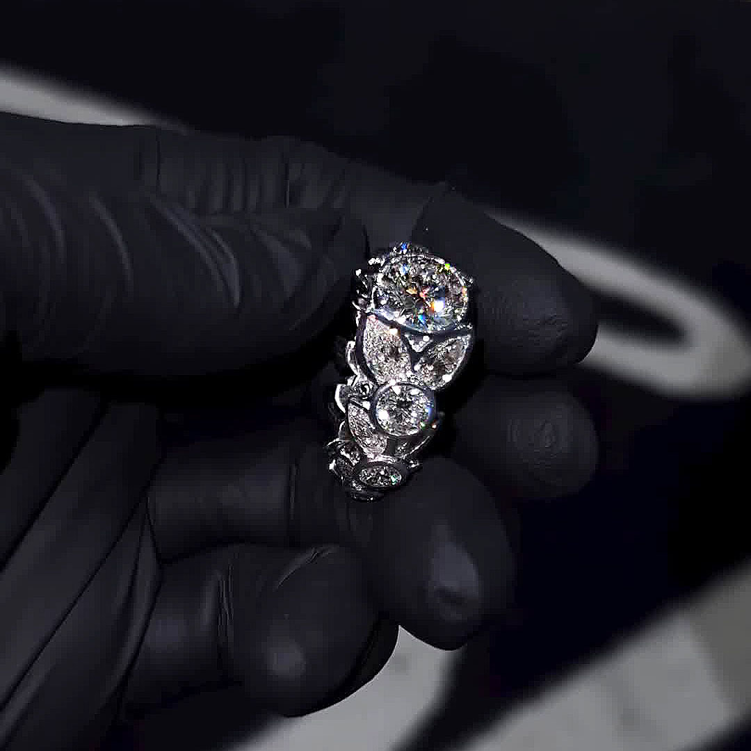 3ct Round Cut White Sapphire Men's Engagement Ring