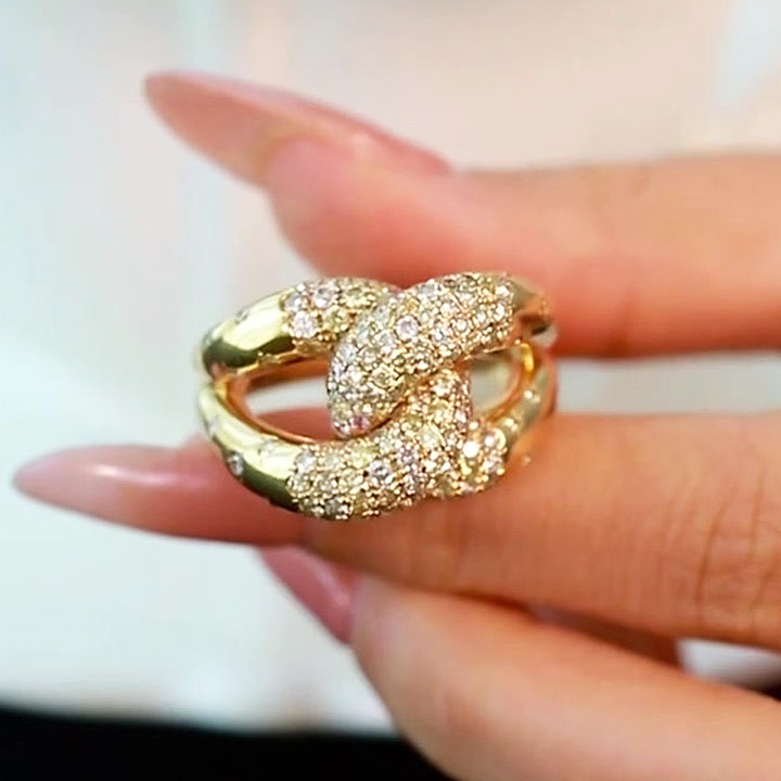 3.25ct Micro-pave Setting Round Cut White Sapphire Knot Ring