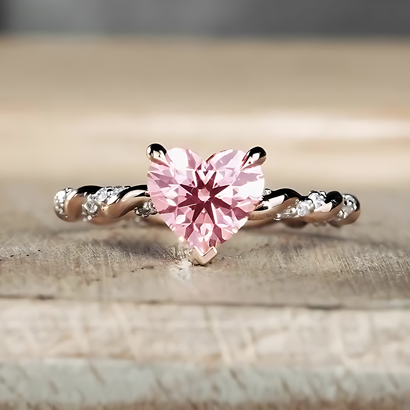 Romantic Rose Gold 2ct Heart Cut Pink Sapphire Engagement Ring