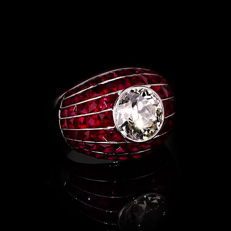3ct Round Cut Ruby Sapphire Cocktail Ring