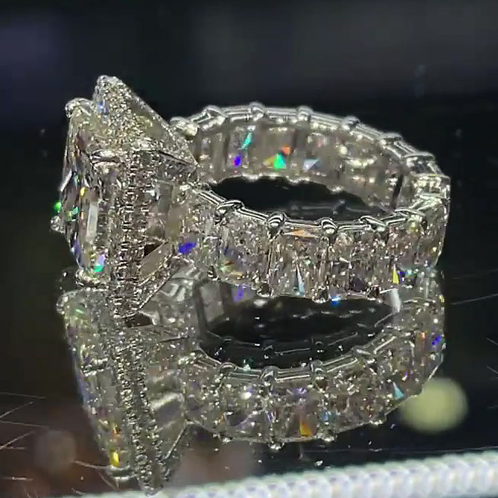 4ct Princess Cut White Sapphire Engagement Ring