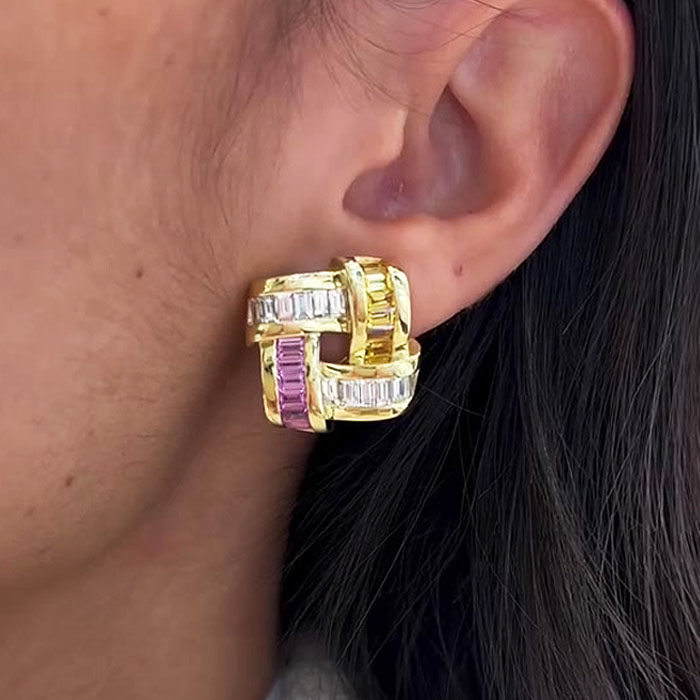 Fashion Emerald Cut Three-tone Multi-color Set/3pcs