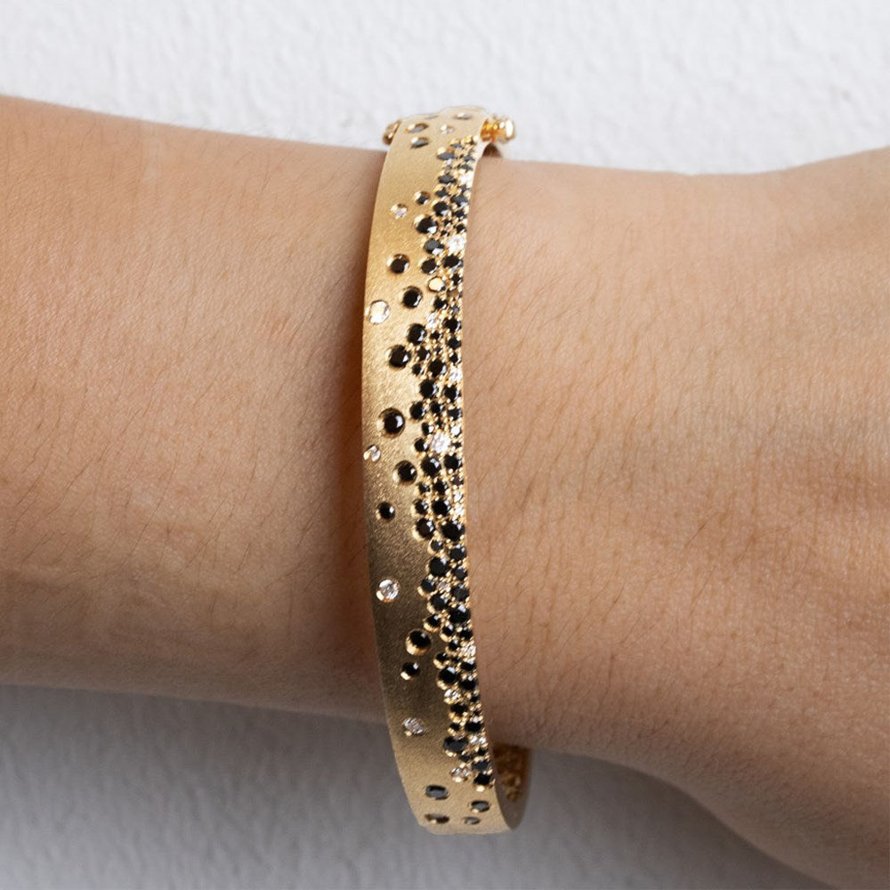 Scattered Black&White Sapphire Confetti Bangle Bracelet