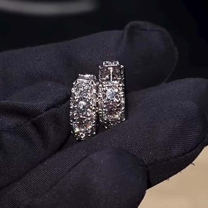 Fashion Round Cut White Sapphire Hoop Earrings