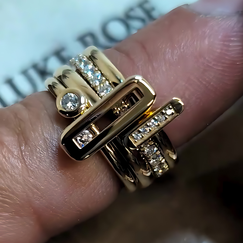 Geometric Pavé White Sapphire Stackable Band Set (4 Pieces)