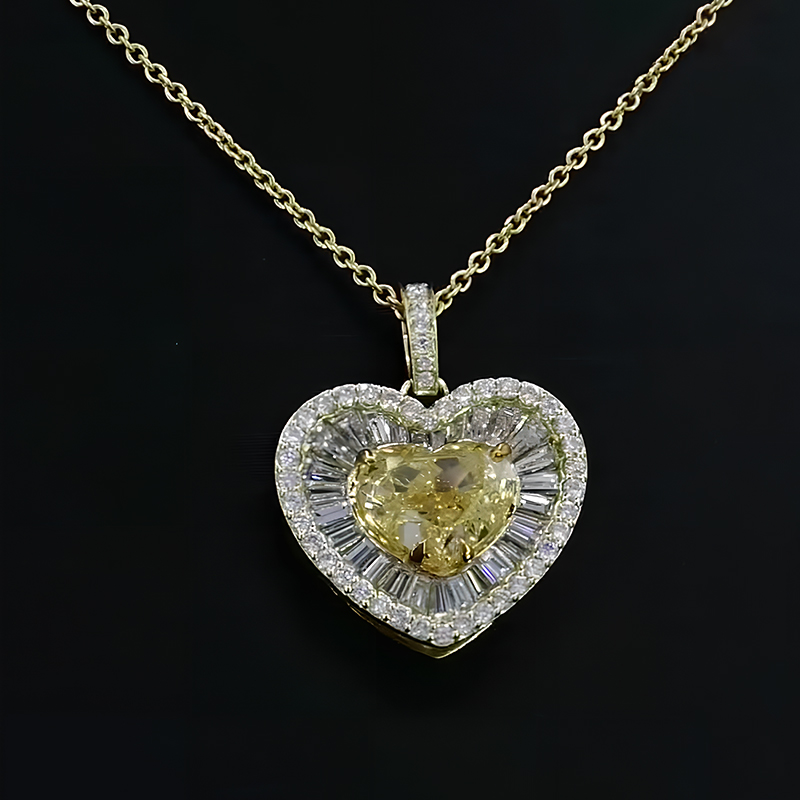 Heart Cut Yellow Sapphire Pendant Necklace