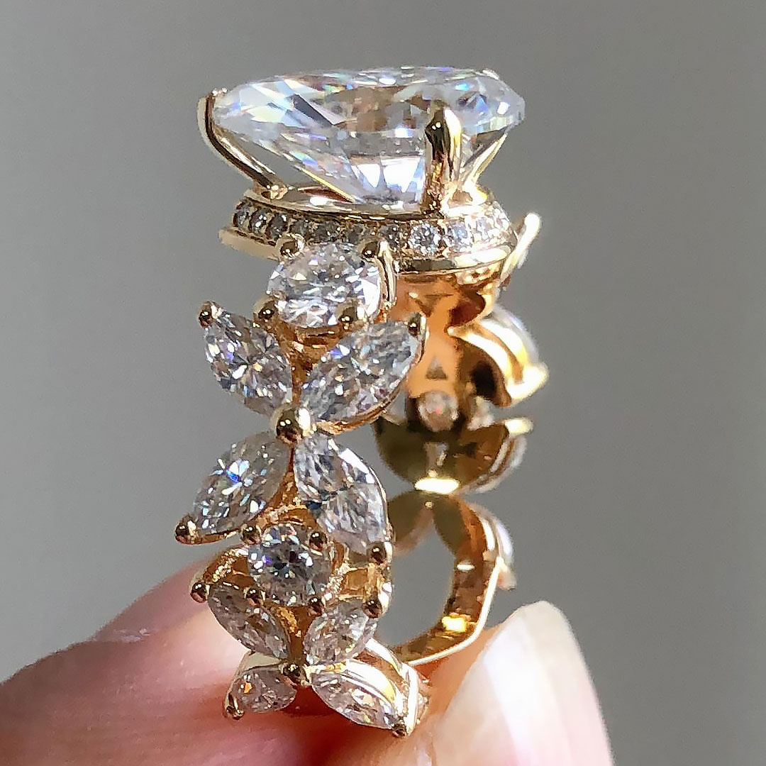 4ct Pear Cut White Sapphire Engagement Ring