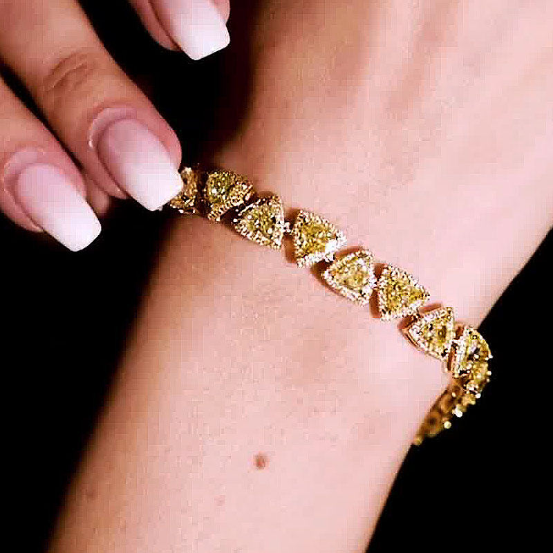 Triangle Cut Yellow Sapphire Bracelet