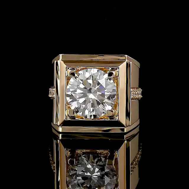 5ct Round Cut White Sapphire Men's Engagement Ring