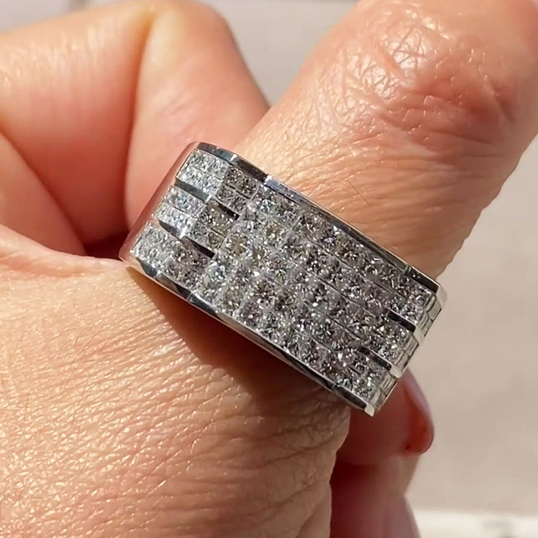 5.45ct Men's Bezel Setting Round Cut Diamond Band