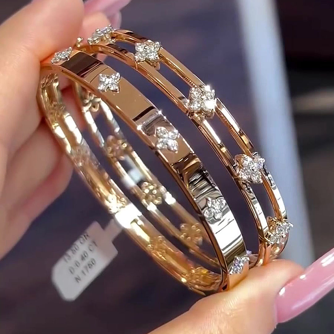 Hallow Round Cut White Sapphire Bangle