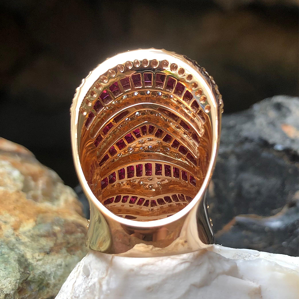 Magnificent 9.77ct Multi-cut Ruby Sapphire Cocktail Ring