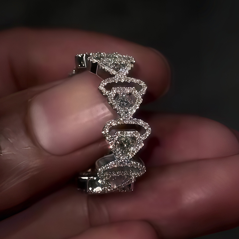 Round Cut White Sapphire Men's Wedding Band