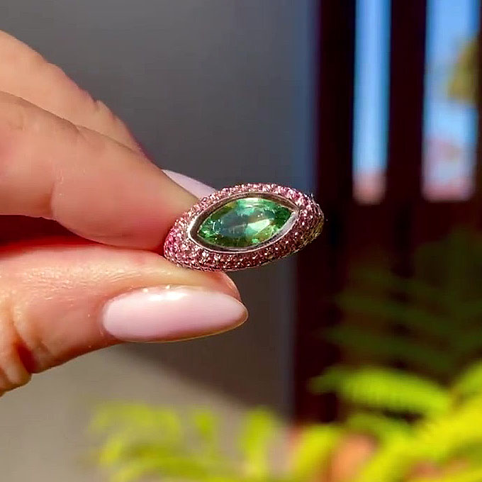 2ct Marquise Cut Peridot Sapphire Engagement Ring