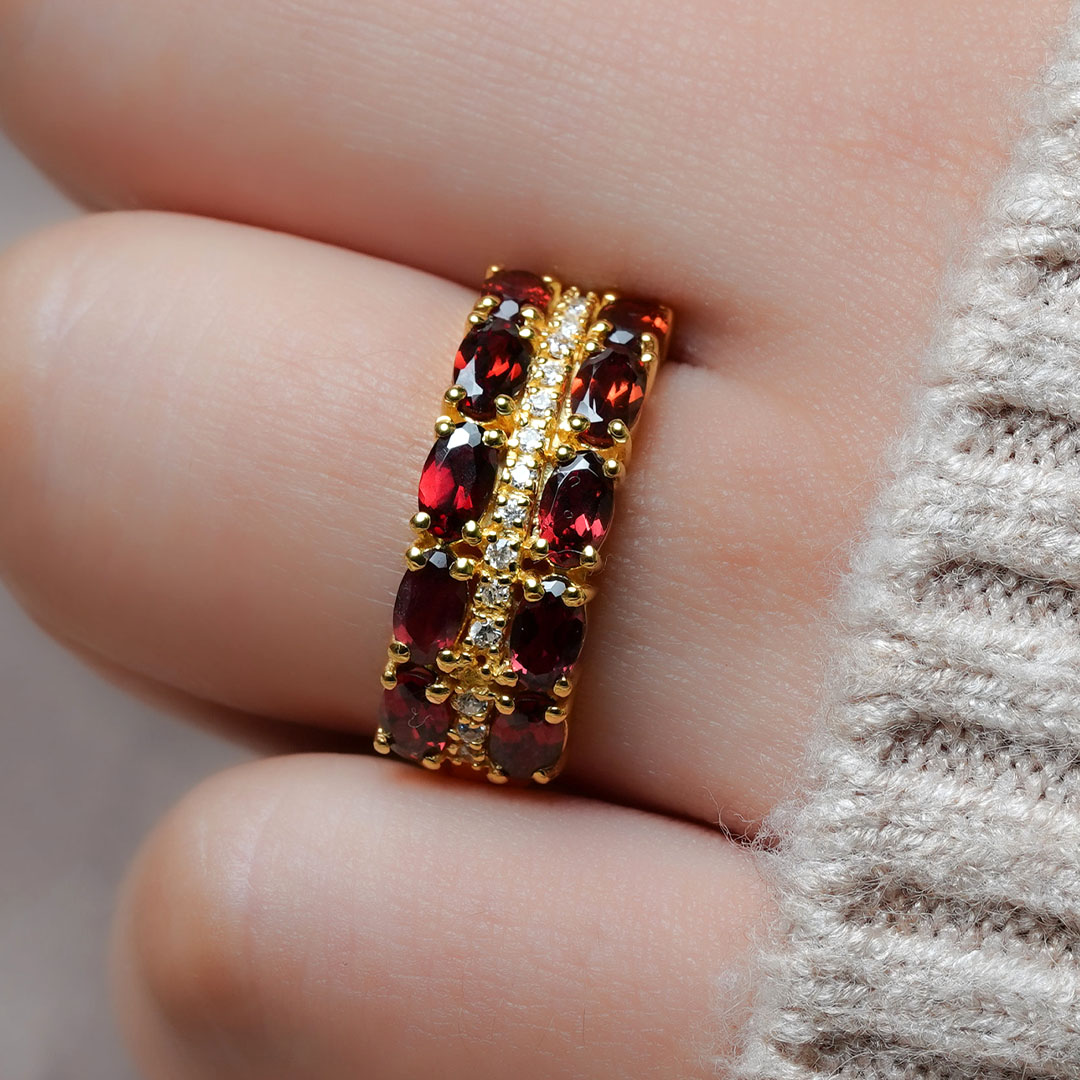 3.5ct Oval Cut Ruby Sapphire Eternity Ring