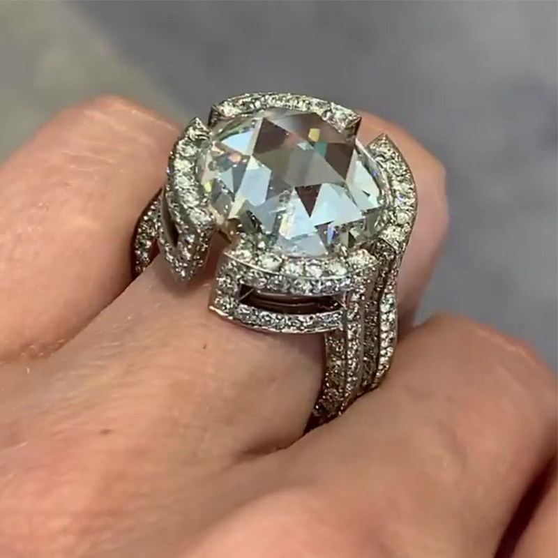 5ct Round Cut White Sapphire Cocktail Ring