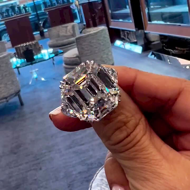 6ct Octagon Cut White Sapphire Engagement Ring