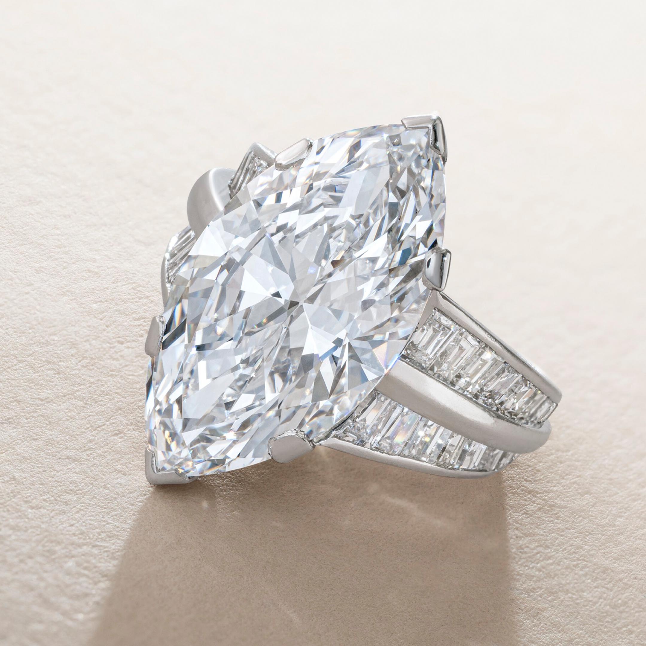 6ct Marquise Cut White Sapphire Engagement Ring