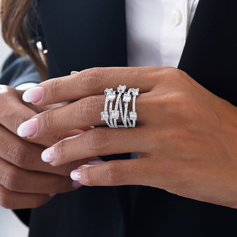 Vintage 2.25ct Multi-row White Sapphire Wedding Band