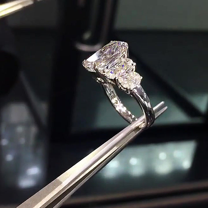 4ct Five-Stone Oval Cut White Sapphire Engagement Ring