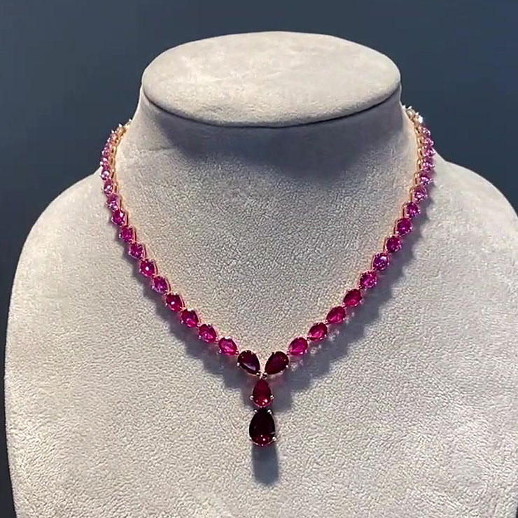 Gradient Pear Cut Multi-color Pendant Necklace