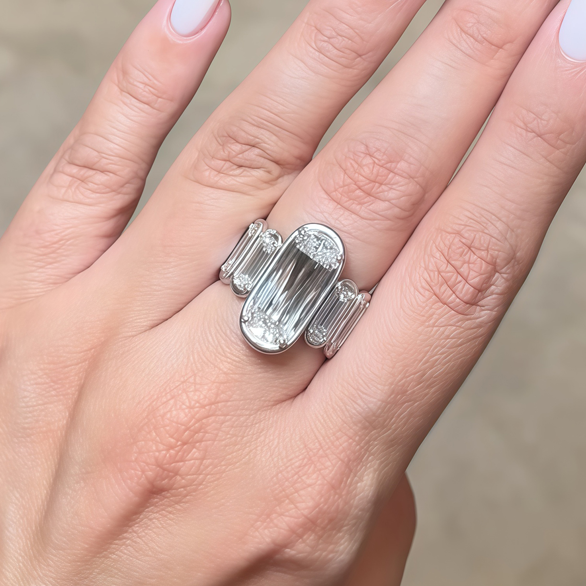 5ct Cushion Cut White Sapphire Prong-Set Ring