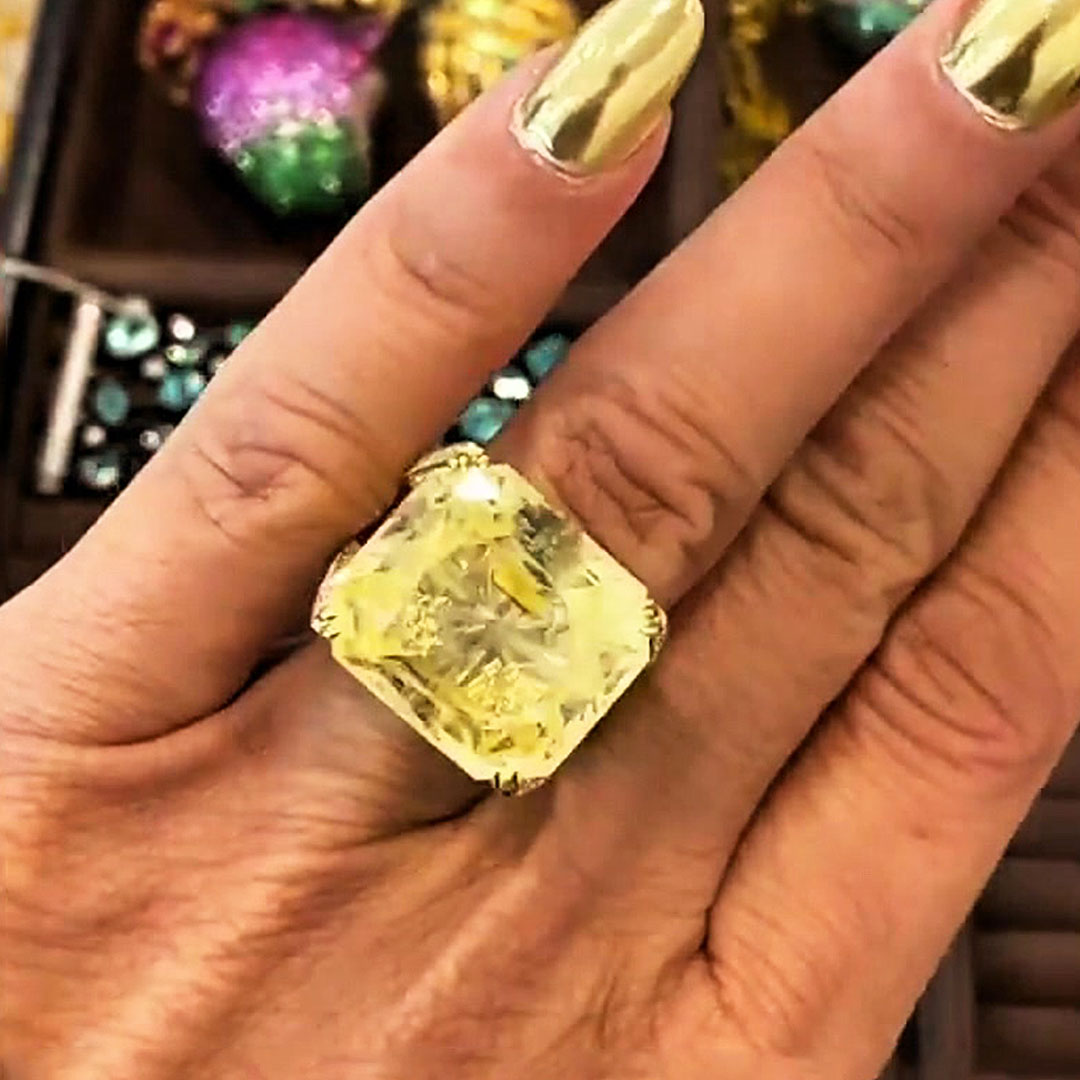 7ct Stunning Cushion Cut Yellow Sapphire Engagement Ring