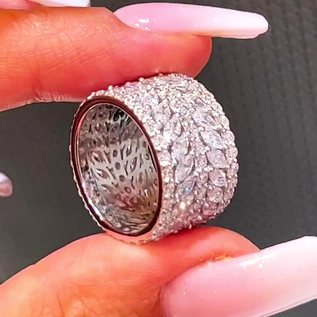 Luxury 5.25ct Marquise&Round Cut White Sapphire Wedding Band For Women