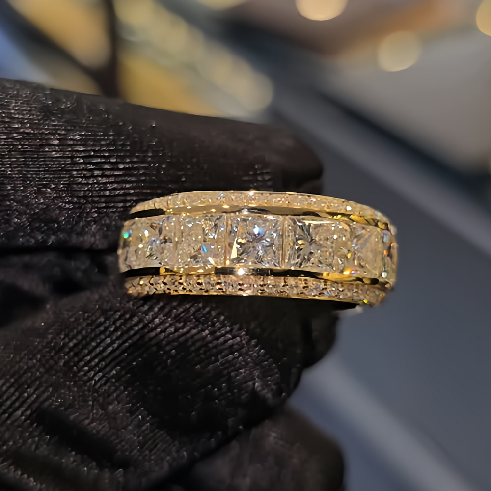 Classic Princess Cut White Sapphire Wedding Band