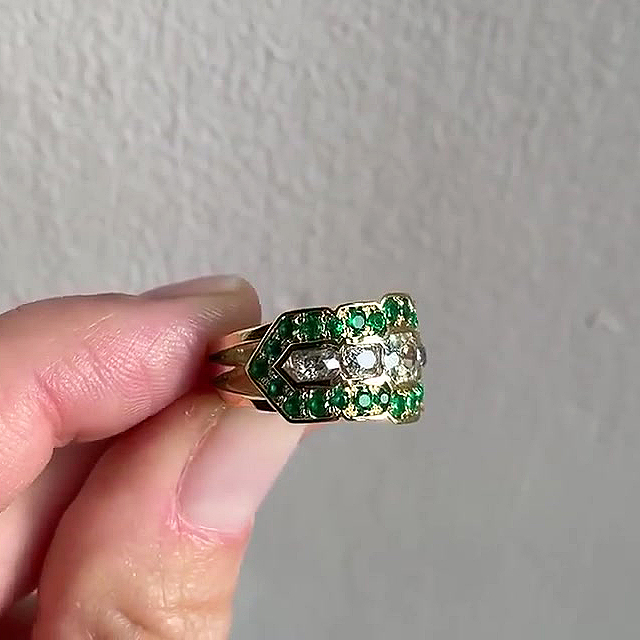 6.75ct Round Cut Emerald Sapphire Eternity Ring