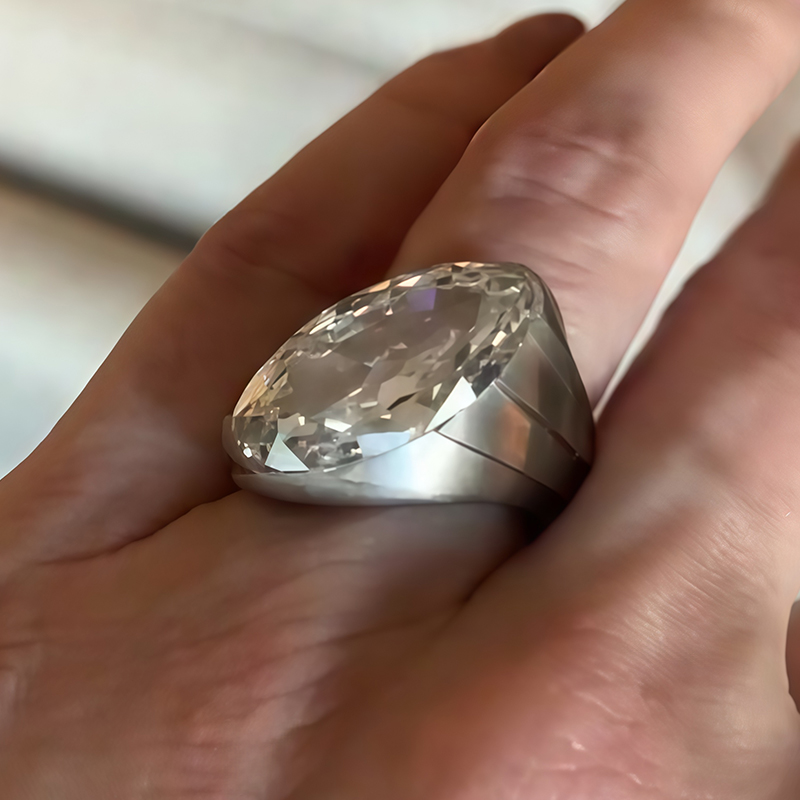 4ct Oval Cut White Sapphire Solitaire Men's Ring