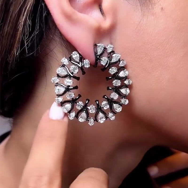 Pear & Emerald Cut White Sapphire Hoop Earrings